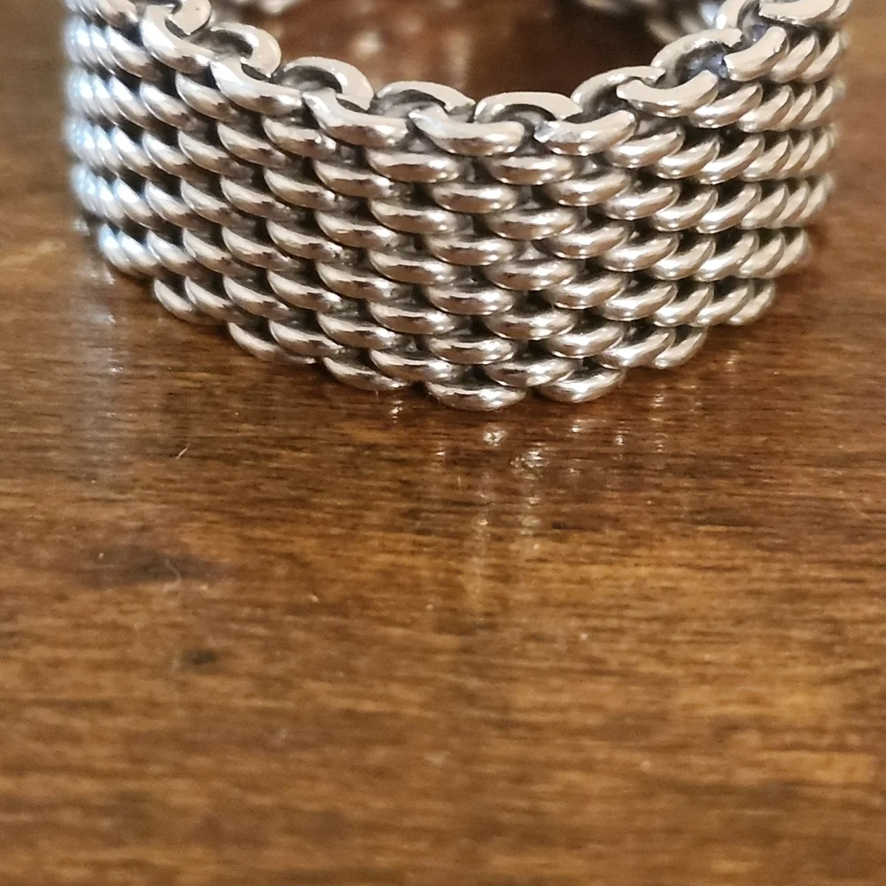 Tiffany Somerset Silver Mesh Ring Size 9 - Picture 5 of 10